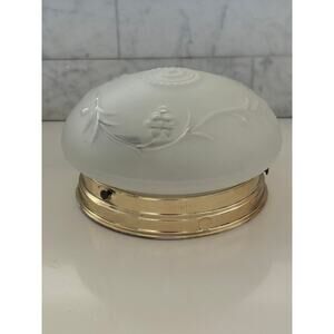 Vtg Underwriters Laboratory Gold Flush mount Ceiling Light fixture floral
Glass